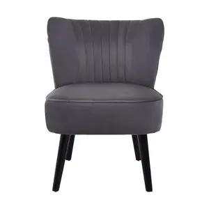 Interiors by Premier Grey Velvet Chair, Curved Back Accent chair, Easy to Assemble Borg Chair, Comfy Office Chair