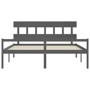 Berkfield Bed Frame with Headboard Grey 200x200 cm Solid Wood