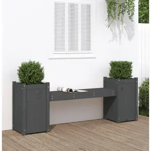 Berkfield Planter Bench Grey 180x36x63 cm Solid Wood Pine