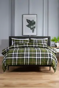 TLC Fergus Check Printed Brushed 100% Cotton Bedlinen Duvet set