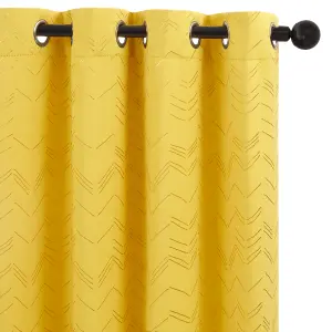 Deconovo Foil Printed Blackout Curtains 46 x 54 Inch Mellow Yellow 2 Panels Thermal Insulated Window Eyelet Curtains