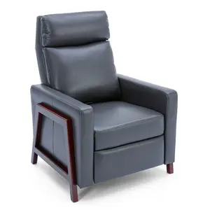 Riley Push Back Soft Air Leather Modern Reclining Armchair Accent Home Cinema Recliner Chair (Grey)