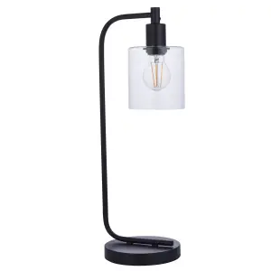 Anson Lighting Newbrook Table light finished in Matt black and clear glass