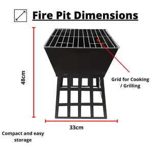 Redwood 33cm x 33cm Outdoor Garden Square Fire Pit or Heater or BBQ