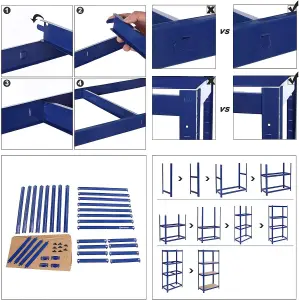 SONGMICS Boltless 4-Level Steel Shelving Unit, Storage Solution, Rack, for Garage and Shed, Blue