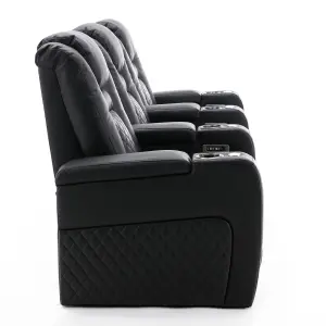 Broadway 3 Seater Electric Recliner Cinema Sofa USB Charging Led Base (Black)