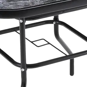 Square Garden Tempered Glass Marble Coffee Table with Umbrella Hole 80cm