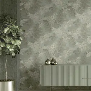 Galerie Italian Style Green Palm Leaf Design Wallpaper Roll