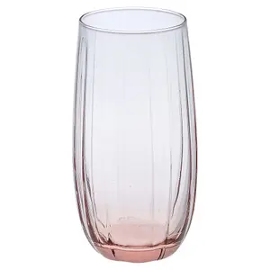 Queensway Home & Dining 500ml 6 Pcs Linka Pink Coloured Glassware Cup Tall Short Cocktail Tumblers Sets