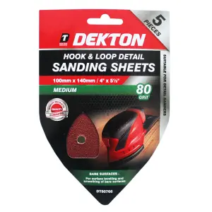 Dekton 20pc 80 Grit Hook And Loop Detail Sanding Sheet 100mm X 140mm