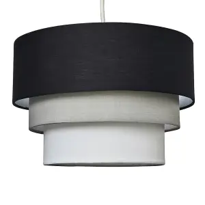 ValueLights Aztec 3 Tier Modern Black Grey White Fabric Ceiling Pendant Light Shade