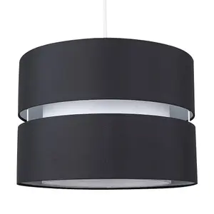 ValueLights Sophia Modern Large 2 Tier Black Cylinder Ceiling Pendant Light Shade