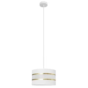 Luminosa Helen Cylindrical Pendant Ceiling Light White, Gold 25cm