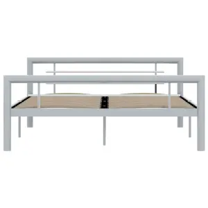 Berkfield Bed Frame Grey and White Metal 120x200 cm