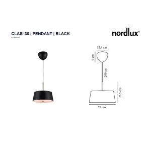 Nordlux Clasi 30 Indoor Pendant Light in Black (Height) 26.5cm