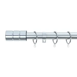 A.Unique Home Plain Barrel Metal Extendable Curtain Pole with Rings and Fittings (25/28mm) - Nickel, 180cm - 340cm Approx