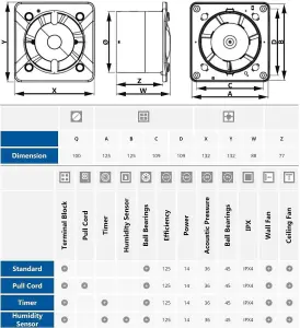 Awenta 100mm Pull Cord Extractor Fan Silver ABS Front Panel ESCUDO Wall Ceiling Ventilation