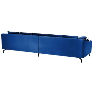 Beliani Modern Velvet Sofa Navy Blue AURE