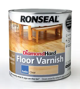 Ronseal Diamond Hard Floor Varnish Clear Satin Wood Floor Varnish, 2.5L