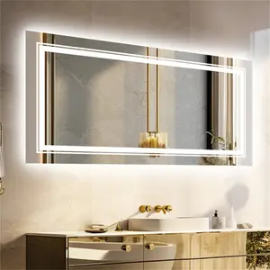 LED Illuminated Bathroom Mirror Fog Free Touch Sensor 50cm H X 100cm W