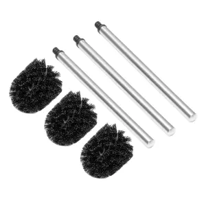 Innoteck Essentials Pack of 3 Toilet Brush Head with Stainless Steel Handle- Black