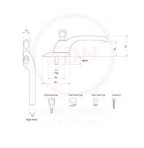 Timber Series Connoisseur MK2 Offset Locking Espag Window Handle - Black (Right Hand)