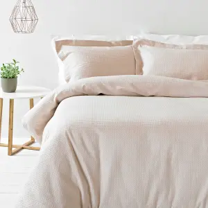 The Linen Yard Waffle Textured 100% Cotton Duvet Cover Set