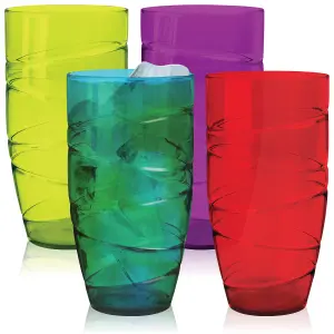 HEFTMAN Coloured Swirl Acrylic Tumblers - Set Of 4