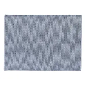 Woven Indoor Outdoor Washable Herringbone Reversible Rug Denim Blue - 80cm x 150cm