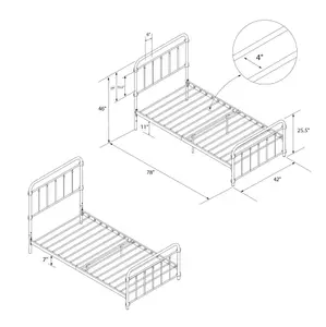 Wallace Metal Bed Black, Single