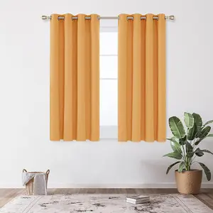 Deconovo Eyelet Energy Saving Curtains Thermal Curtains Blackout Curtains for Bedroom, Orange, 52 x 45 Inch, Two Panels