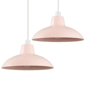 ValueLights Civic Metro Pink Ceiling Pendant Shade and B22 GLS LED 10W Warm White 3000K Bulb