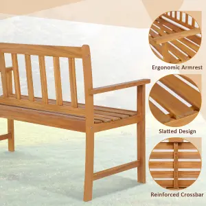 Costway 2-Person Outdoor Chair Garden Patio Wooden Loveseat Bench w/Armrests