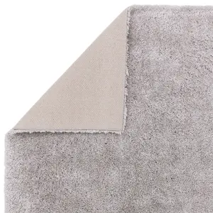 Light Grey Shaggy Plain Modern Jute Backing Rug for Living Room Bedroom and Dining Room-120cm X 170cm