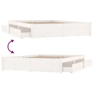 Berkfield Bed Frame with Drawers White 150x200 cm 5FT King Size