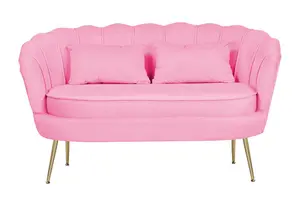 2 Seater Loveseat Small Sofa in Velvet Pink