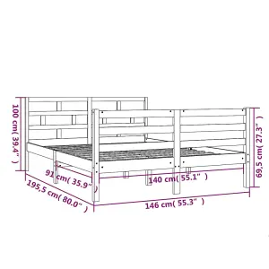 Berkfield Bed Frame White Solid Wood Pine 140x190 cm