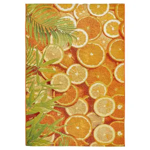 Orange Outdoor Rug, Abstract Stain-Resistant Rug For Decks Patio Balcony, Nature Print Outdoor Area Rug-160cm X 230cm