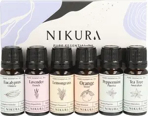 Nikura Starter Kit Essential Oil Gift Set - 6 X 10Ml | Essential Oil For Diffuser For Home, Aromatherapy, Strong Fragrance, Sleep | Eucalyptus,