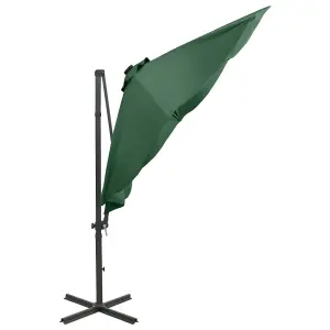 Berkfield Cantilever Umbrella with Pole and LED Lights Green 300 cm