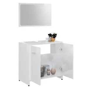 Berkfield Bathroom Furniture Set High Gloss White Engineered Wood