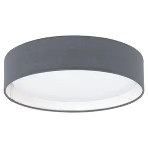 Flush Ceiling Light Colour White Steel Shade Grey & Plastic Bulb LED 11W