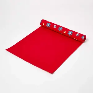 Homescapes Cotton Christmas Red Snowflake Table Runner