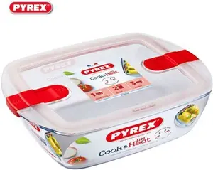 Pyrex Rectangular Oven Dish With Lid, Clear, Glass