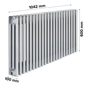 Acova Silver 3 Column Radiator, (W)1042mm x (H)600mm