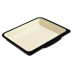 Baker & Salt 37cm Baking Dish, Black & Cream Two Tone Enamel