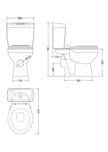 Toilet Pan & Cistern with Seat Included, 748mm x 382mm, White