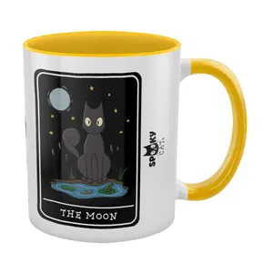 Spooky Cat The Star The Moon Tarot Mug Yellow/White/Black (One Size)