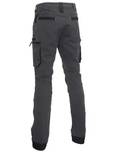 BISLEY WORKWEAR FLX & MOVE STRETCH UTILITY CARGO TROUSER WITH KEVLAR KNEE PAD POCKETS BLACK 30R