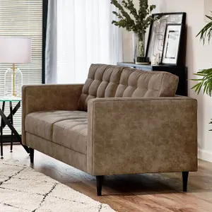 Furniturebox UK Jolene Brown Faux Leather 3 Seater Sofa